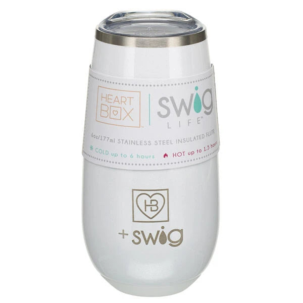 6 oz. HeartBox x Swig Life White Stemless Flute | Build-A-Bear® - US 5143
