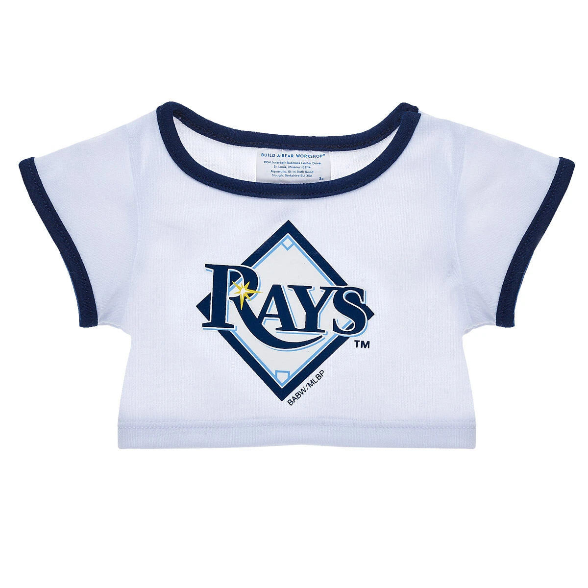 Tampa Bay Rays™ White &amp; Blue Ringer T-Shirt for Stuffed Animals | Build-A-Bear® - US 4481