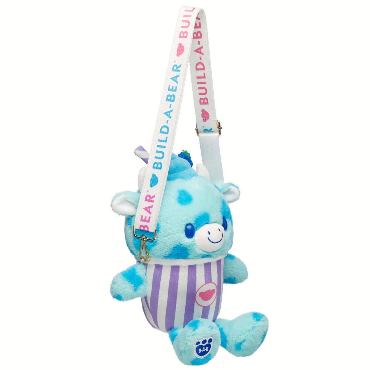 Blue Raspberry Cow Slushie Plushie w/ Carrying Strap | BAB - US 3496